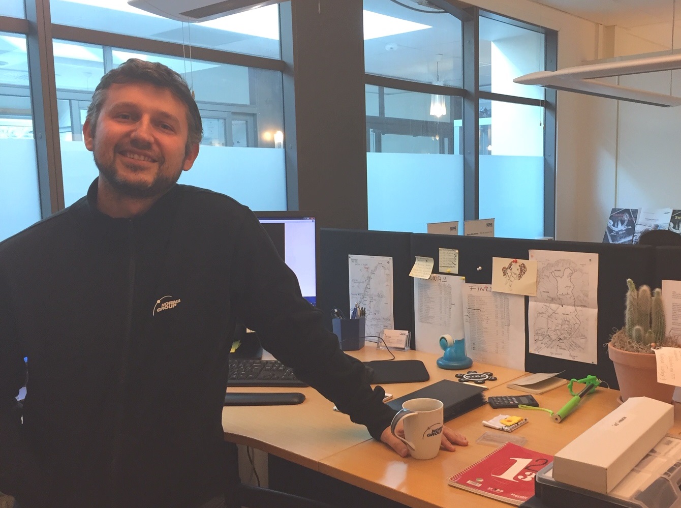 Baran Yücetin at his desk in Anderstorp, Sweden.