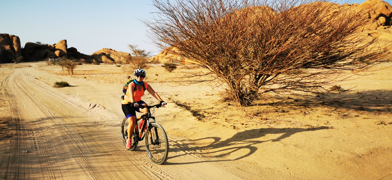 Ricarda during a mountain bike trip through Namibia