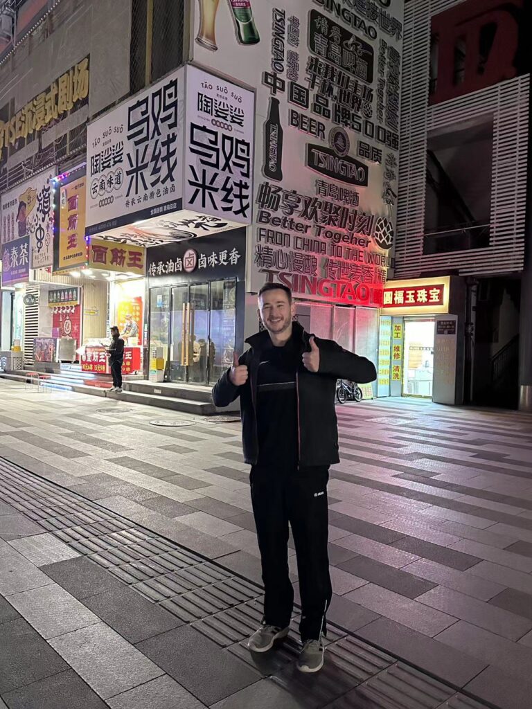 Image of David Schneider in a city in China