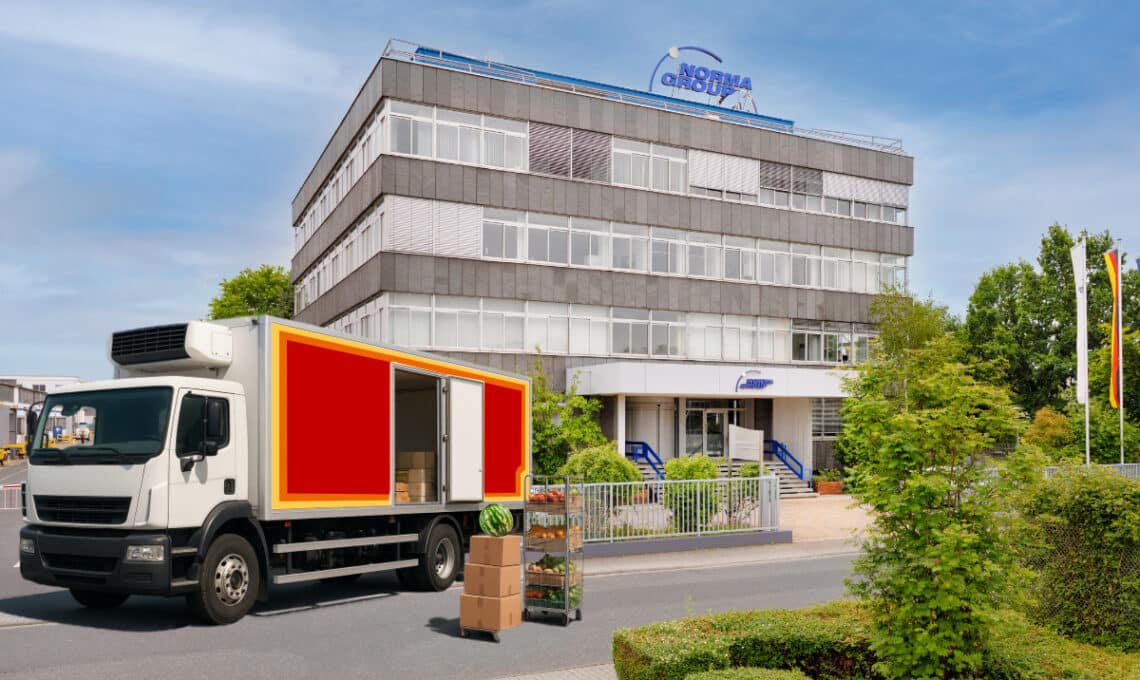 Image of NORMA Group HQ with a fruit delivery